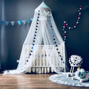 Baby Bed Canopy for Girls Bed Decoration for Kids Mosquito Net Use to Cover The Baby Crib Crib Canopy with Stars Decoration Room Decoration White