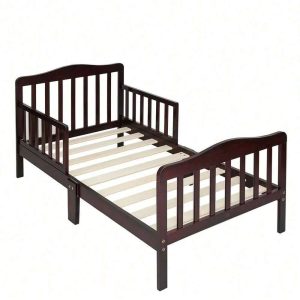 Wooden Baby Toddler Bed Children Bedroom Furniture With Safety Guardrails White/Brown/Grey Brown