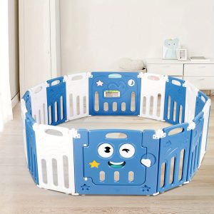 MAXMASS 14-Panel Foldable Baby Playpen Activity Center with Lock Door, Christmas & Halloween Gift