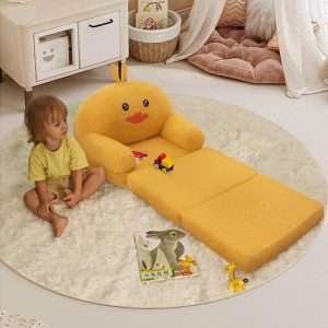 Comfortable Toddler Chair, Kids Sofa Folding Lounge Chair, Foldable Baby Sofa Plush For Boys And Girls 18 Months And Up Yellow