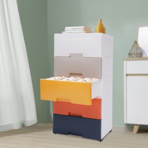 5Drawer Baby Wardrobe Closet Plastic Vertical Closet Toy Storage Cabinet Bedroom