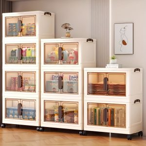 Folding storage cabinet household multi-layer rack snack cabinet baby children's clothes toy storage cabinet kitchen storage cabinet