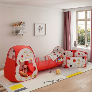 3 in 1 Pop Up Kids Play Tent with Tunnel and Ball Pit for Kids, Boys, Girls, Babies and Toddlers, Indoor/Outdoor Playhouse