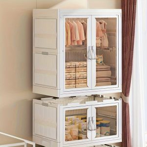 WELLIFE A 1pc Foldable Multi-tier Wardrobe With Drawers: Made Of Healthy Materials, Free From Formaldehyde And Odors, Safe For Storing Baby Clothes Plastic Snack Cabinet, Large Baby Clothing Storage Cabinet, Suitable For Clothes